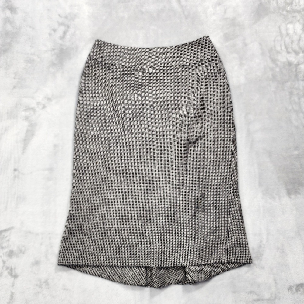 Carlisle Skirt Womens 0 Black Geometric Tweed Silk Trumpet Lined Office Workwear
